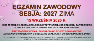 EGZAMIN ZAWODOWY Sesja: 2027 Zima